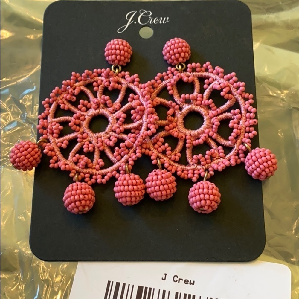 New - Jcrew beaded crotchet statement earrings AH465